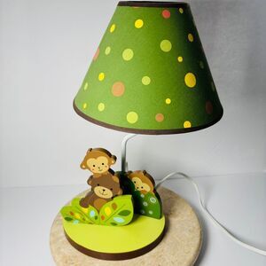 Lambs & Ivy Nursery Lamp Monkeys‎ and Green Leaves Baby Safari Decor